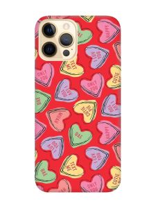 Матовий червоний чохол на Apple iPhone 12 Pro Max :: Сердечка з текстом (принт 333)