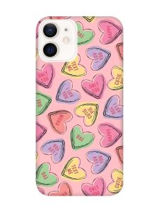 Матовий рожевий чохол на Apple iPhone 12 / 12 Pro (6.1) :: Сердечка з текстом (принт 333)