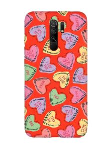 Матовий червоний чохол на Xiaomi Redmi Note 8 Pro :: Сердечка з текстом (принт 333)