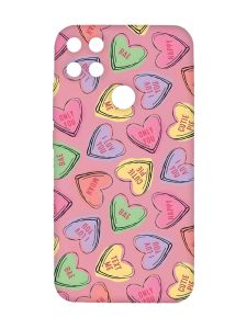 Матовий рожевий чохол на Xiaomi Redmi 10C :: Сердечка з текстом (принт 333)