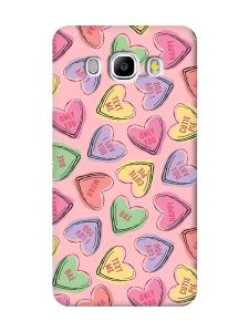 Матовий рожевий чохол на Samsung Galaxy J5(2016) J510 :: Сердечка з текстом (принт 333)