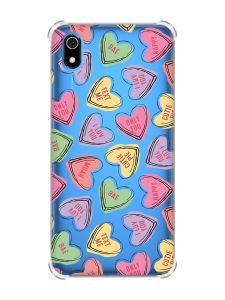 Чохол з потовщеними кутами для Xiaomi Redmi 7A :: Сердечка з текстом (принт 333)