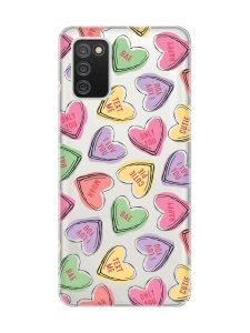 Прозорий чохол для Samsung Galaxy A02s :: Сердечка з текстом (принт 333)