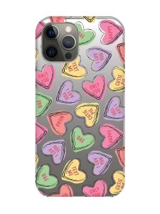 Прозорий чохол на iPhone 12 Pro Max :: Сердечка з текстом (принт 333)