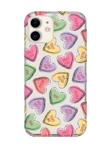 Прозорий чохол на iPhone 12 mini :: Сердечка з текстом (принт 333)