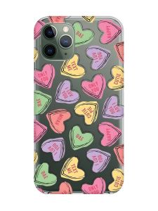 Прозорий чохол на iPhone 12 / 12 Pro :: Сердечка з текстом (принт 333)