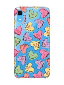 Прозорий чохол на iPhone XR :: Сердечка з текстом (принт 333)