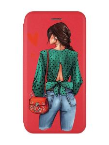 Чохол-книжка з малюнком для Samsung Galaxy A14 5G Червоний :: Дівчина в зеленому (принт 224)