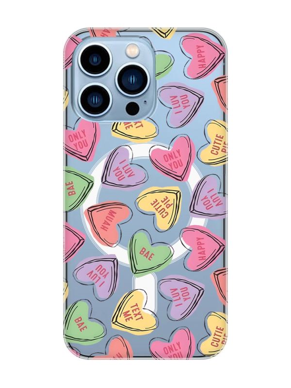 Магнітний чохол на iPhone 13 Pro Max із підтримкою MagSafe :: Сердечка з текстом (принт 333)