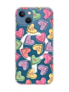 Магнітний чохол на iPhone 13 (6.1) із підтримкою MagSafe :: Сердечка з текстом (принт 333)