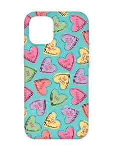 Матовий бірюзовий чохол на Apple iPhone 12/12 Pro (6.1) :: Сердечка з текстом (принт 333)