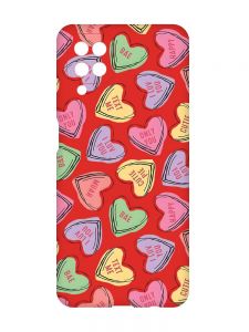 Матовий червоний чохол на Samsung Galaxy A12 :: Сердечка з текстом (принт 333)