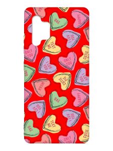 Матовий червоний чохол на Samsung Galaxy A32 :: Сердечка з текстом (принт 333)