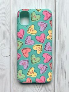 Матовий бірюзовий чохол на Samsung Galaxy A04E / A042 :: Сердечка з текстом (принт 333)