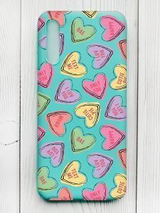 Матовий бірюзовий чохол на Samsung Galaxy A50 (2019) A505/A30s :: Сердечка з текстом (принт 333)