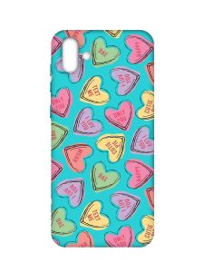Матовий бірюзовий чохол на Samsung Galaxy A04 :: Сердечка з текстом (принт 333)