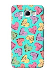 Матовий бірюзовий чохол на Samsung Galaxy J7(2016) J710 :: Сердечка з текстом (принт 333)