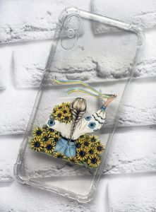 Чохол з потовщеними кутами на Xiaomi Redmi 9A патріотичний дизайн Дівчина зі стрічкою принт 25