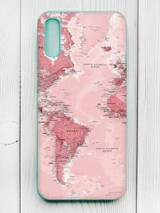 Матовий чохол з бірюзовими боками на Xiaomi Redmi 9А :: Карта (принт 319)