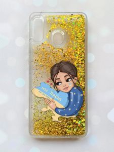 Чохол з плаваючими блискітками для Samsung Galaxy А30 (2019) А305 / A20 Золотий :: Моя Україна (принт 2)