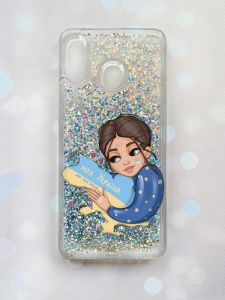 Чохол з плаваючими блискітками для Samsung Galaxy А30 (2019) А305 / A20 Срібний :: Моя Україна (принт 2)