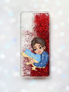 Чохол з плаваючими блискітками для Samsung Galaxy A03s (A037) Червоний :: Моя Україна (принт 2)