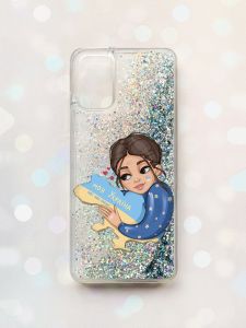 Чохол з плаваючими блискітками для Samsung Galaxy A03s (A037) Срібний :: Моя Україна (принт 2)