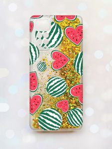 Чохол з плаваючими блискітками на Xiaomi Redmi Note 11 Золотий :: Кавуни сердечка (принт 343)