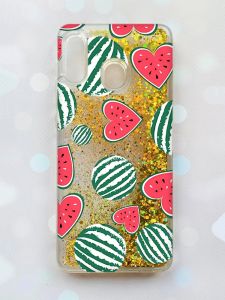 Чохол з плаваючими блискітками для Samsung Galaxy А30 (2019) А305 / A20 Золотий :: Кавуни сердечка (принт 343)