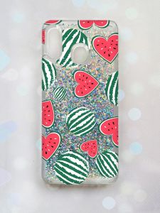 Чохол з плаваючими блискітками для Samsung Galaxy А30 (2019) А305 / A20 Срібний :: Кавуни сердечка (принт 343)