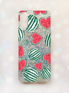 Чохол з плаваючими блискітками Samsung Galaxy A02 / A022 (2021) Срібний :: Кавуни сердечка (принт 343)