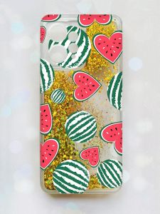 Чохол з плаваючими блискітками Xiaomi Redmi Note 12 4G Золотий :: Кавуни сердечка (принт 343)
