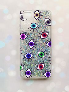 Чохол з плаваючими блискітками на Xiaomi Redmi Note 11 Срібний :: Різнокольорові очі (принт 336)
