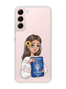 Прозорий чохол на Samsung Galaxy S22 :: Дівчина з паспортом (принт 12)