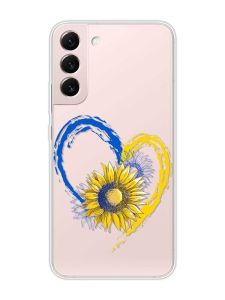 Прозорий чохол на Samsung Galaxy S22 :: Серце з соняхом. Україна (принт 260)