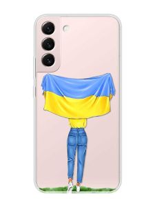 Прозорий чохол на Samsung Galaxy S22 :: Дівчина з прапором (принт 263)