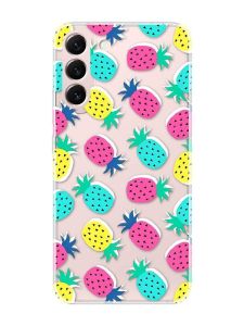 Прозорий чохол на Samsung Galaxy S22 :: Різнокольорові ананаси (принт 346)
