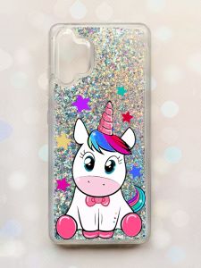 Чохол з плаваючими блискітками Samsung Galaxy A32 Срібний :: Єдиноріг (принт 102)