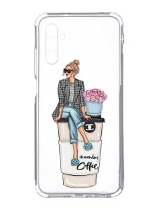 Прозорий чохол на Samsung Galaxy A34 5G/A346 :: Дівчина на каві (принт 228)