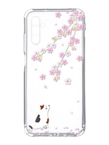 Прозорий чохол на Samsung Galaxy A34 5G/A346 :: Котик і сакура (принт 283)