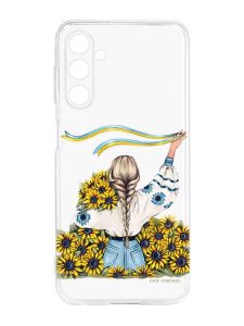 Прозорий силіконовий чохол на Samsung Galaxy M14 :: Дівчина зі стрічкою (принт 25)