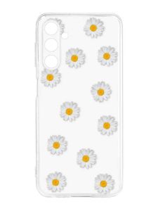Прозорий силіконовий чохол на Samsung Galaxy M14 :: Фон ромашки (принт 41)