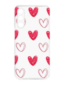 Прозорий силіконовий чохол на Samsung Galaxy M14 :: Сердечка червоні (принт 77)