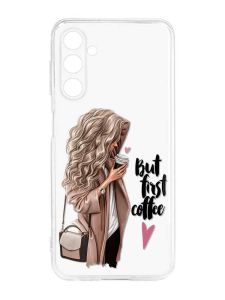 Прозорий силіконовий чохол на Samsung Galaxy M14 :: Дівчина з кавою (принт 114)
