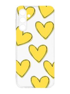 Прозорий силіконовий чохол на Samsung Galaxy M14 :: Сердечка жовті (принт 259)
