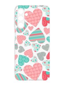 Прозорий силіконовий чохол на Samsung Galaxy M14 :: Різнокольорові сердечка (принт 334)