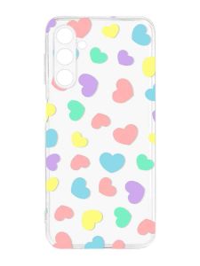 Прозорий силіконовий чохол на Samsung Galaxy M14 :: Різнокольорові сердечка (принт 335)
