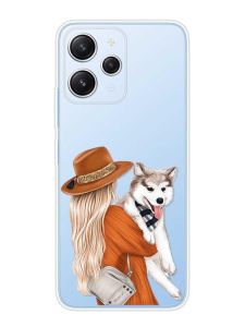 Прозорий чохол на Xiaomi Redmi 12 :: Дівчина з песиком (принт 115)