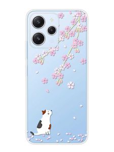 Прозорий чохол на Xiaomi Redmi 12 :: Котик і сакура (принт 283)