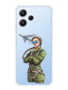 Чохол з потовщеними кутами на Xiaomi Redmi 12 :: Дівчина-пілот (патріотичний принт 6)